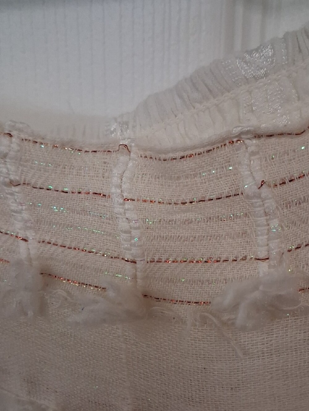 POL Cream Tiered Wide-Leg Pants with Textured Panels - Picture 3 of 10